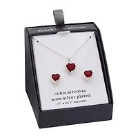 Sparkle Allure Womens Cubic Zirconia Pure Silver Over Brass Heart 2-pc. Jewelry Set