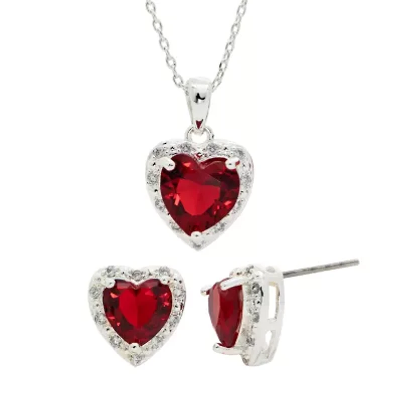 Sparkle Allure Womens Cubic Zirconia Pure Silver Over Brass Heart 2-pc. Jewelry Set