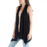 24/7 Comfort Apparel Draped Open Front Sleeveless Cardigan