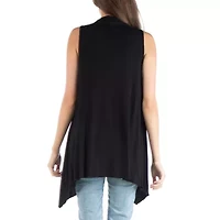 24/7 Comfort Apparel Draped Open Front Sleeveless Cardigan