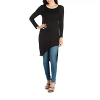 24seven Comfort Apparel Womens Round Neck 3/4 Sleeve Tunic Top