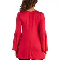 24seven Comfort Apparel Womens Round Neck 3/4 Sleeve Tunic Top