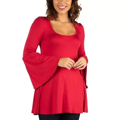 24seven Comfort Apparel Womens Round Neck 3/4 Sleeve Tunic Top