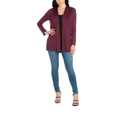 24/7 Comfort Apparel Womens Open Front Light Weight Hooded Cardigan