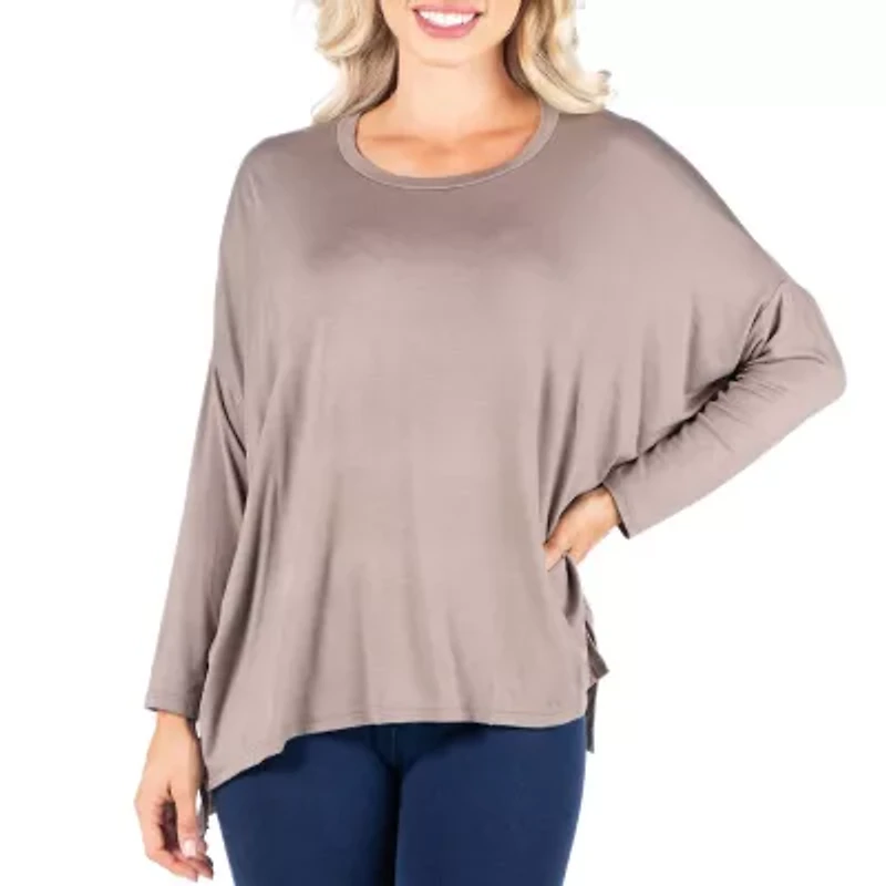 24/7 Comfort Apparel Womens Long Dolman Sleeve  Oversized Top