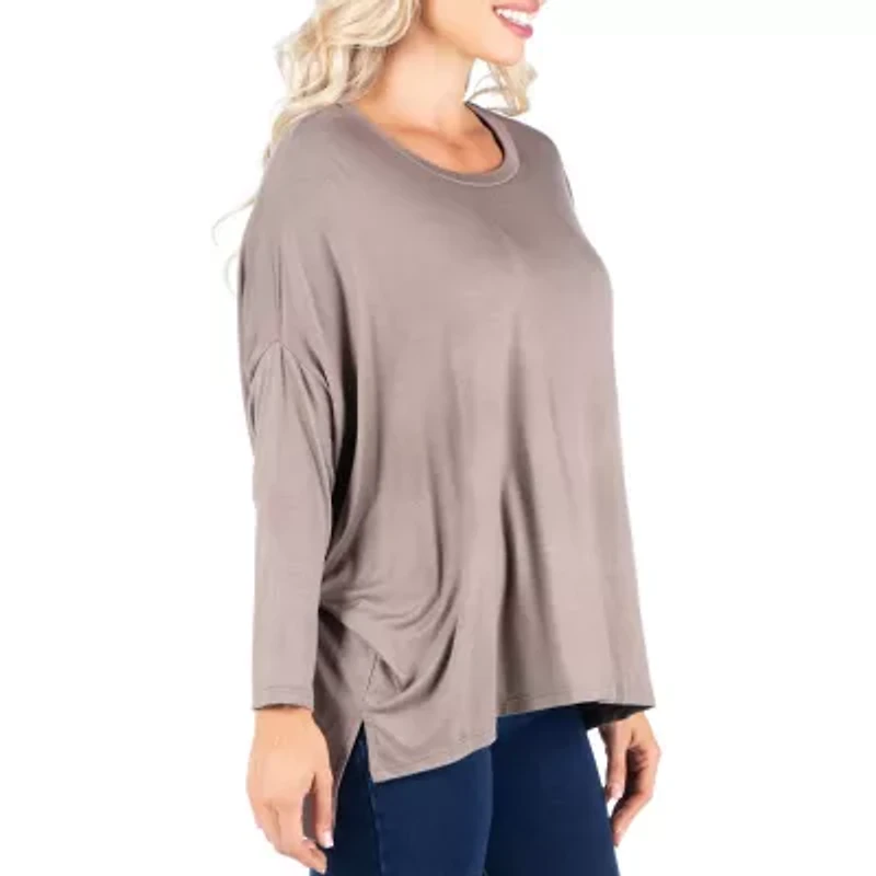 24/7 Comfort Apparel Womens Long Dolman Sleeve  Oversized Top