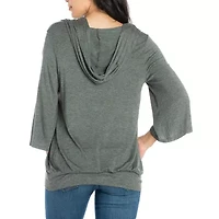 24seven Comfort Apparel Womens Round Neck 3/4 Sleeve Tunic Top