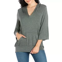 24seven Comfort Apparel Womens Round Neck 3/4 Sleeve Tunic Top