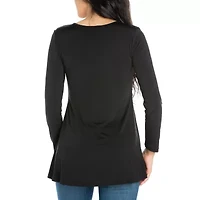 24seven Comfort Apparel Womens Round Neck 3/4 Sleeve Tunic Top