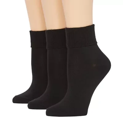 Mixit Womens 3 Pair Turncuff Socks