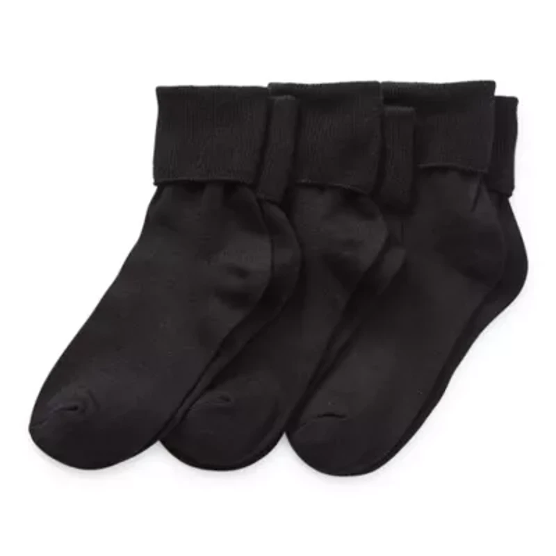 Mixit Womens 3 Pair Turncuff Socks