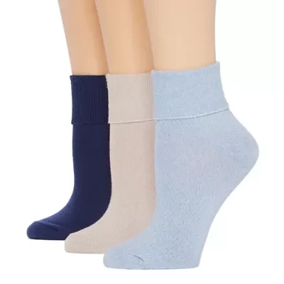 Mixit Womens 3 Pair Turncuff Socks