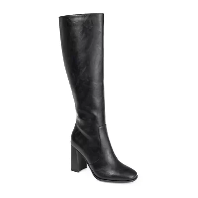 Journee Collection Womens Karima Wide Calf Stacked Heel Riding Boots