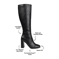 Journee Collection Womens Karima Wide Calf Stacked Heel Riding Boots