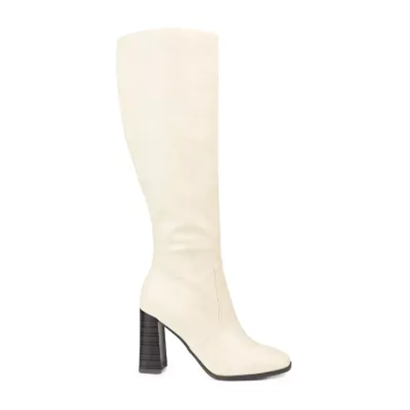 Journee Collection Womens Karima Wide Calf Stacked Heel Riding Boots