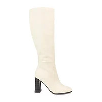 Journee Collection Womens Karima Wide Calf Stacked Heel Riding Boots