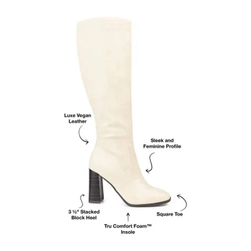 Journee Collection Womens Karima Wide Calf Stacked Heel Riding Boots