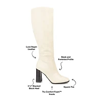Journee Collection Womens Karima Wide Calf Stacked Heel Riding Boots