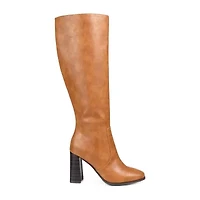 Journee Collection Womens Karima Wide Calf Stacked Heel Riding Boots