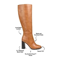Journee Collection Womens Karima Wide Calf Stacked Heel Riding Boots