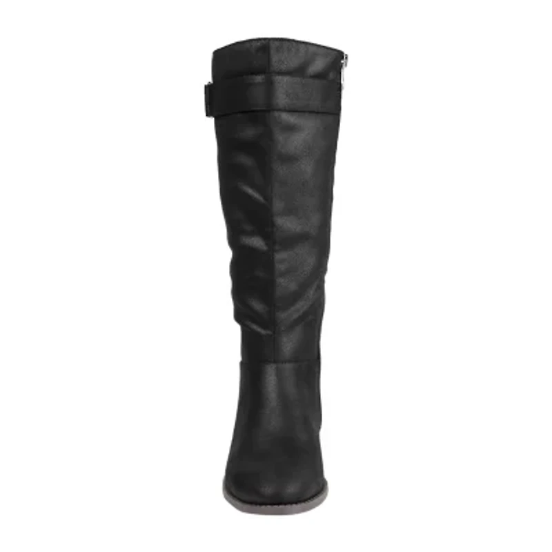 Journee Collection Womens Lelanni Wide Calf Stacked Heel Riding Boots