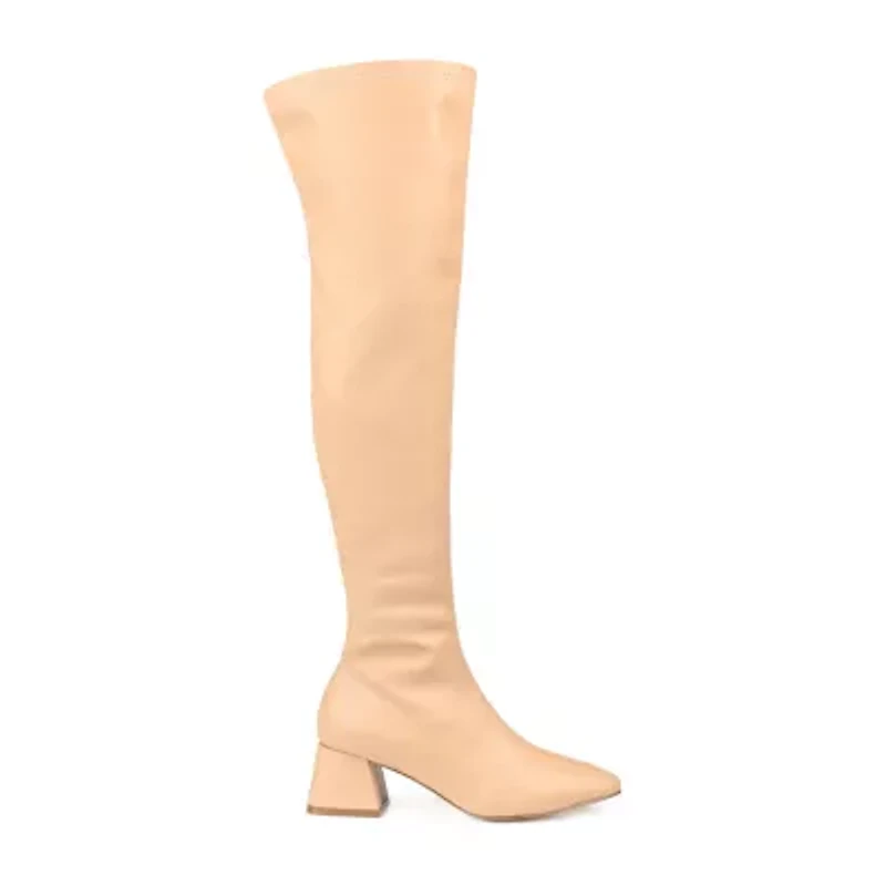 Journee Collection Womens Melika Extra Wide Calf Block Heel Over the Knee Boots