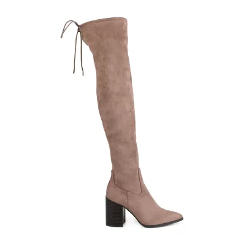 Journee Collection Womens Paras Wide Calf Stacked Heel Over the Knee Boots