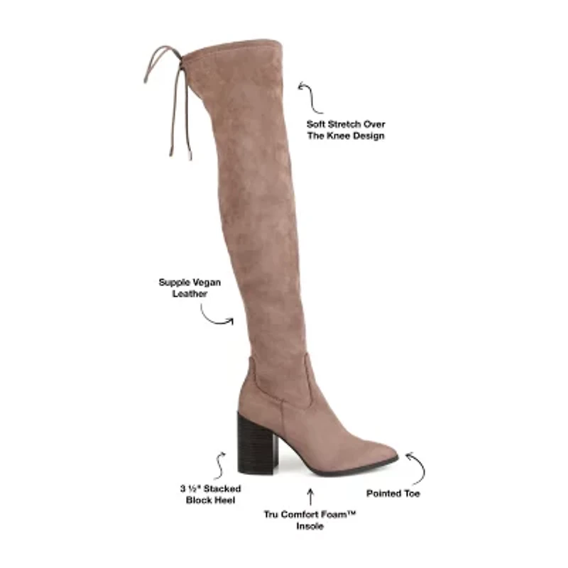 Journee Collection Womens Paras Wide Calf Stacked Heel Over the Knee Boots