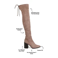 Journee Collection Womens Paras Wide Calf Stacked Heel Over the Knee Boots