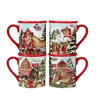 Certified International Homestead Christmas 4-pc. Mugs