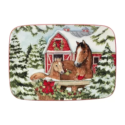 Certifed International Homestead Christmas Rectangular Platter