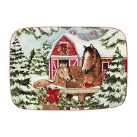 Certifed International Homestead Christmas Rectangular Platter