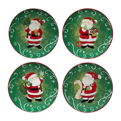 Certified International Holiday Magic Santa 4-pc. Dessert Plate