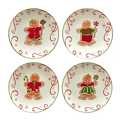 Certified International Holiday Magic Gingerbread 4-pc. Dessert Plate