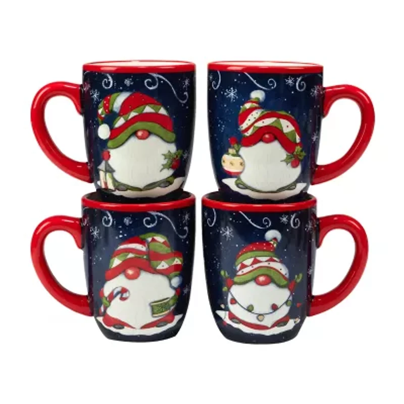 Certified International Holiday Magic Gnome 4-pc. Mug Set