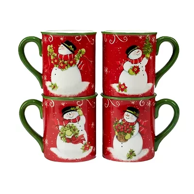 Certified International Holiday Magic Snowman 4-pc. Mug Set