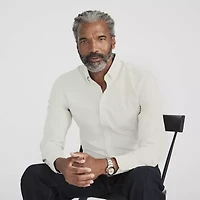 Stafford Coolmax All Season Oxford Mens Regular Fit Stretch Fabric Wrinkle Free Long Sleeve Dress Shirt