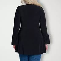 24seven Comfort Apparel Womens Scoop Neck Long Sleeve Plus Blouse