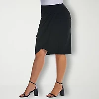 24seven Comfort Apparel Womens Plus Mid Rise Pencil Skirt