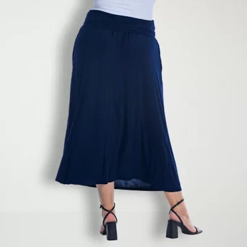 24seven Comfort Apparel Womens Plus Mid Rise Maxi Skirt