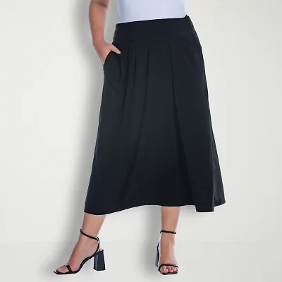 24seven Comfort Apparel Womens Plus Mid Rise Maxi Skirt