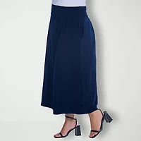 24seven Comfort Apparel Womens Plus Mid Rise Maxi Skirt