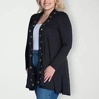 24seven Comfort Apparel Womens Long Sleeve Open Front Plus Cardigan