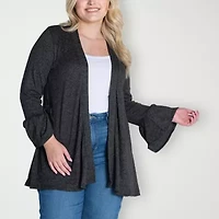 24seven Comfort Apparel Womens Long Sleeve Open Front Plus Cardigan