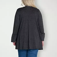 24seven Comfort Apparel Womens Long Sleeve Open Front Plus Cardigan