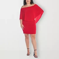 24seven Comfort Apparel Womens Plus Asymmetrical Neck Short Sleeve Shift Dress