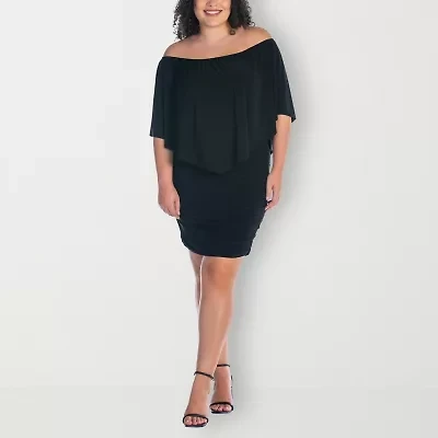 24seven Comfort Apparel Womens Plus Short Sleeve Shift Dress