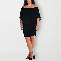 24seven Comfort Apparel Womens Short Sleeve Plus Shift Dress