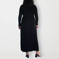 24seven Comfort Apparel Womens Plus Long Sleeve Maxi Dress