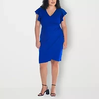 24seven Comfort Apparel Womens Plus Short Sleeve Wrap Dress